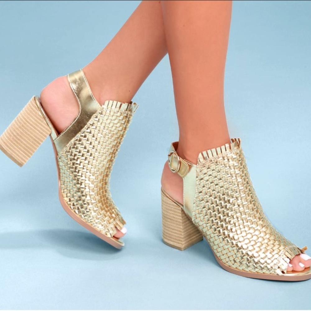 Gold Woven Mules